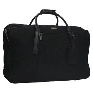 GUCCI Boston Bag Nylon Black Silver 012 0393 12 001553 Auth ac3569